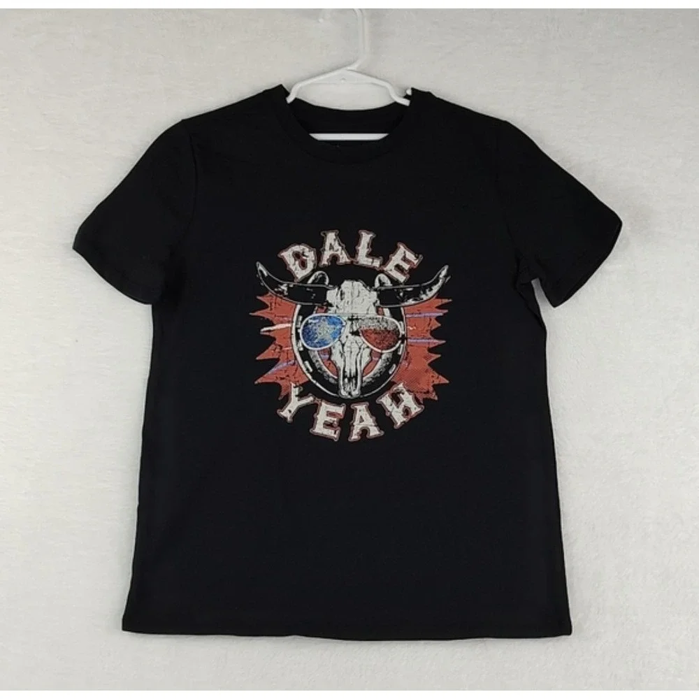 Rock & Roll Denim Boys Black Dale Yeah Longhorn Skull‎ Graphic T-Shirt Tee